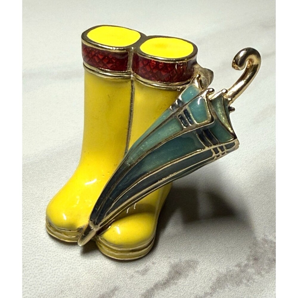 Monet Rain Boots Umbrella Trinket Box Lot Hinged Enamel Keepsake Pill Holder